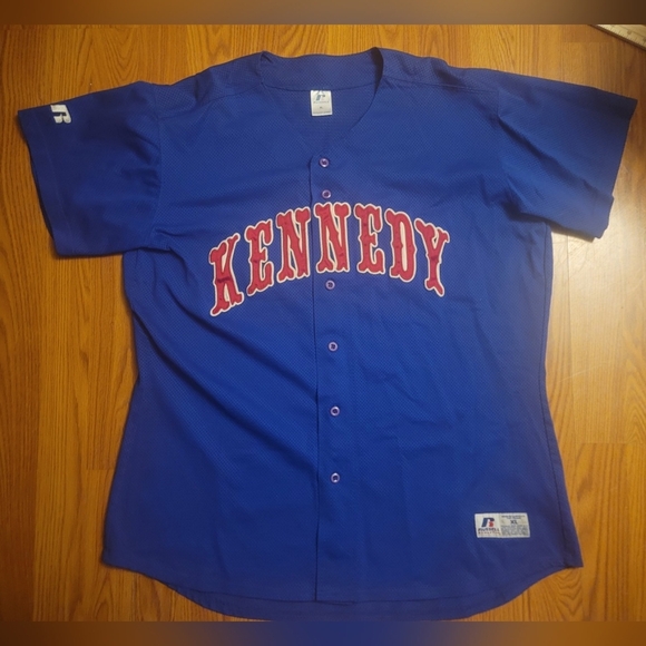 Russell Athletic Kennedy #20 Baseball Button Down Jersey XL Vintage? Blue & Red - Picture 1 of 13